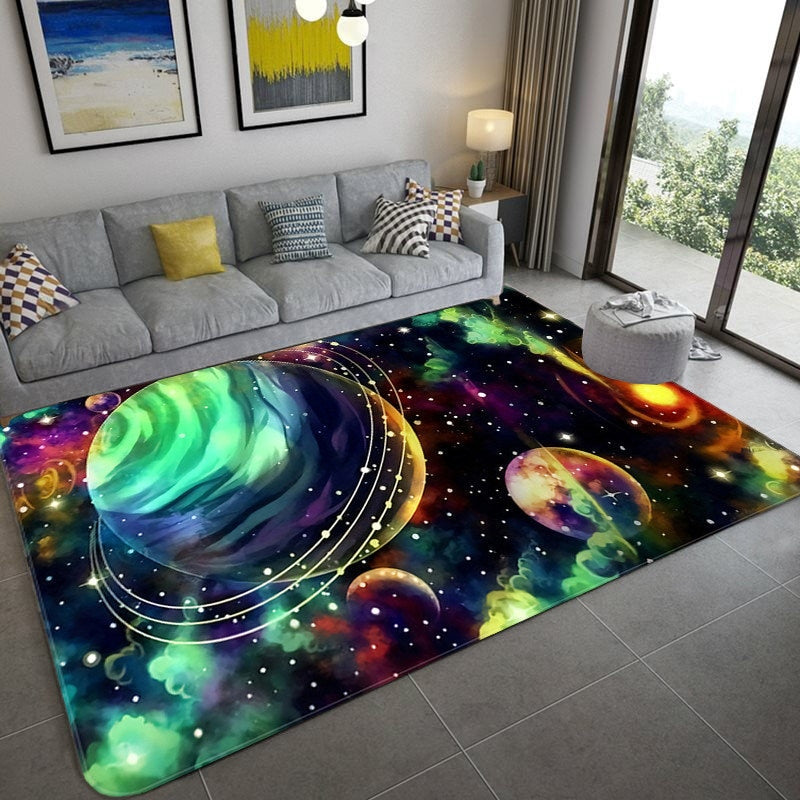 Dywan do salonu z nowoczesnym 3D nadrukiem galaktyki