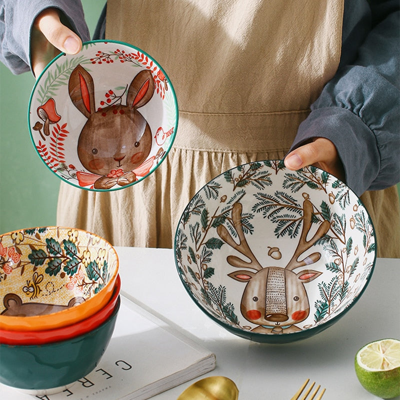 Ceramiczne miski do zapiekania z uroczymi postaciami leśnych zwierząt