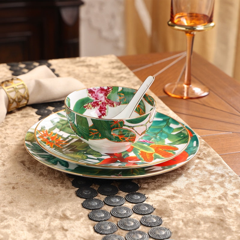 Luksusowy zestaw talerzy i misek w stylu chińskim