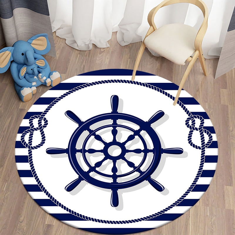 Nautical okrągły dywan do salonu