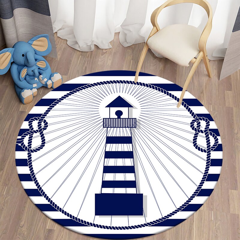 Nautical okrągły dywan do salonu