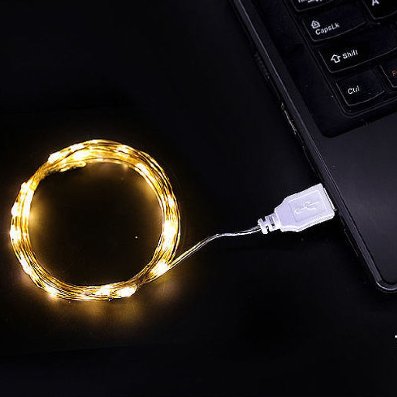 Świecący drut zasilany za pomocą kabla USB