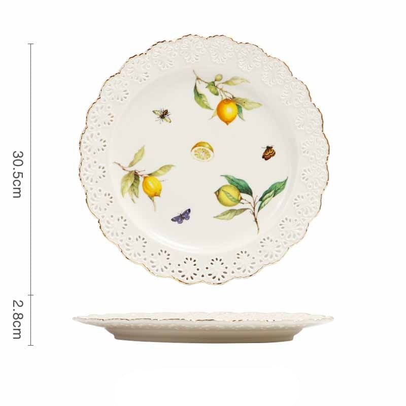 Ceramiczne talerze z uroczym wzorem cytryn