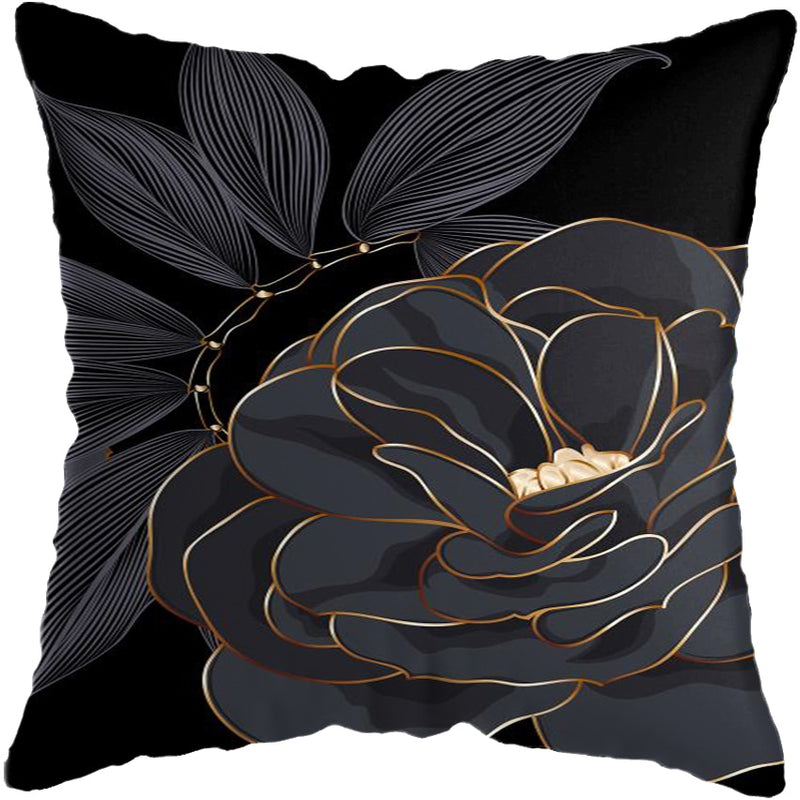 Dekoracyjne pokrowce na poduszki – Złociste kwiaty