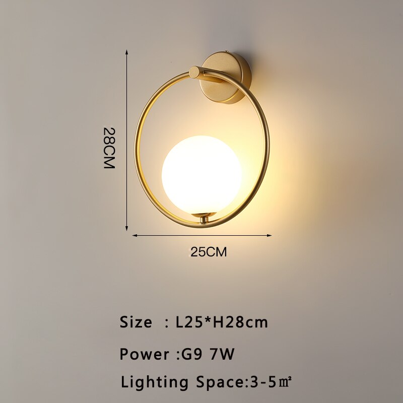 Wewnętrzna lampa ścienna LED do salonu w tle z żarówką