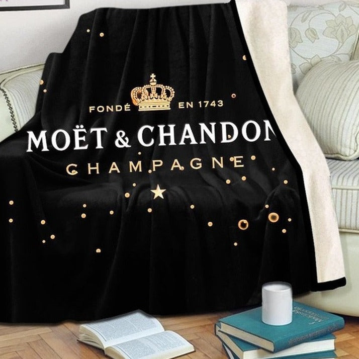 Fajny nowoczesny koc z nadrukiem Champagne Moet
