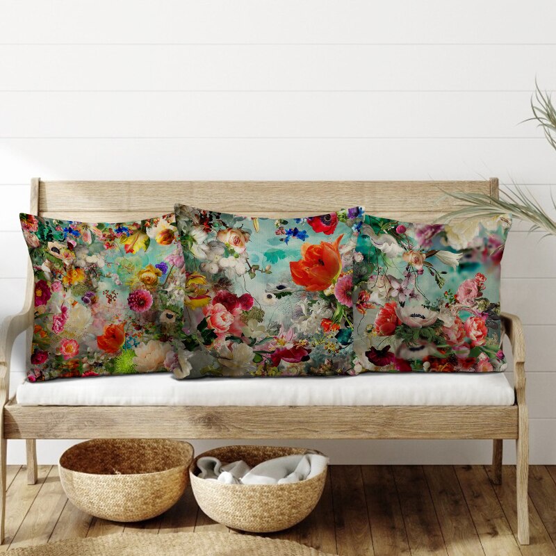Dekoracyjne pokrowce na poduszki -Kwiaty
