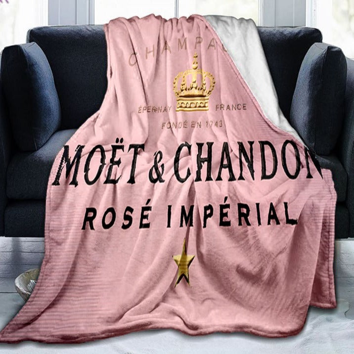 Fajny nowoczesny koc z nadrukiem Champagne Moet